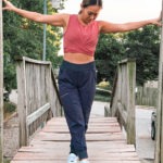 10-minute workout with crop top and jogger pants