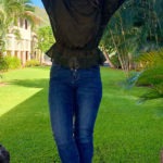 sheer top green long sleeve