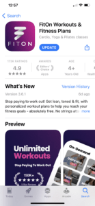 FITON workout app from apple app store