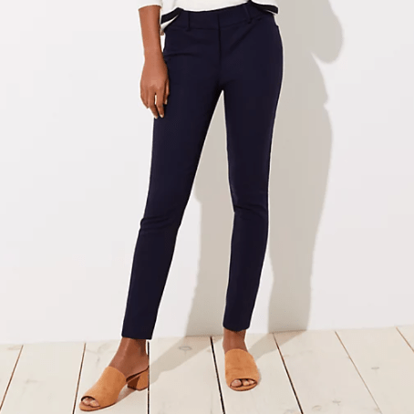 skinny cropped pants in navy