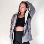 long cardigan Ella Sculptknit bra and biker shorts