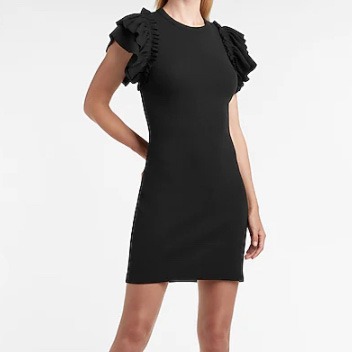 black ruffle sleeve t-shirt dress