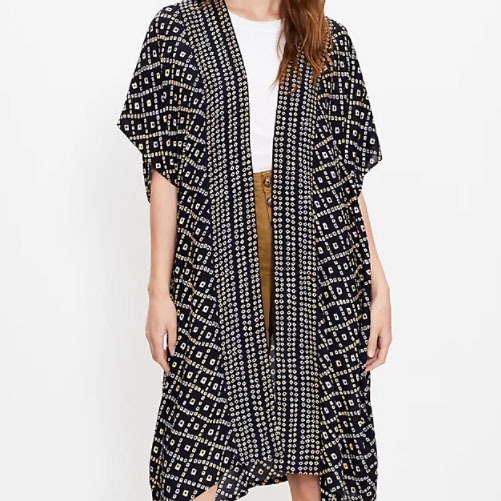 kimono black and white long length