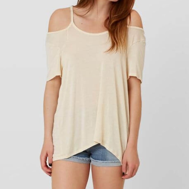 cold shoulder beige buckle