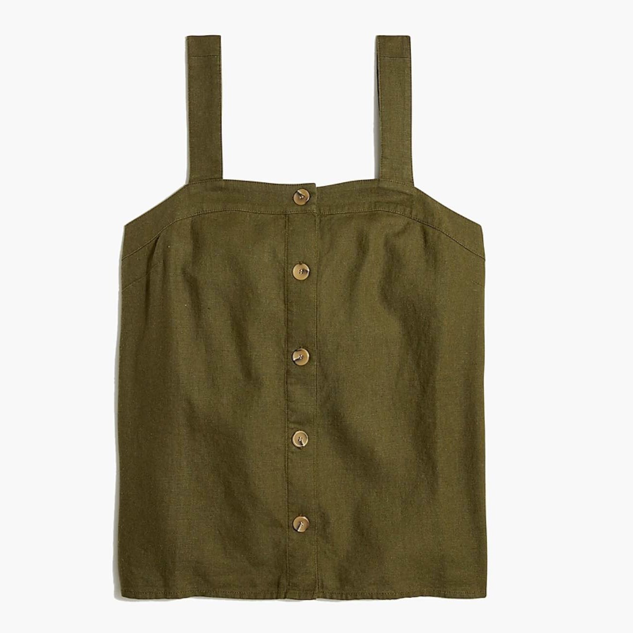 Green Linen Button Down Tank