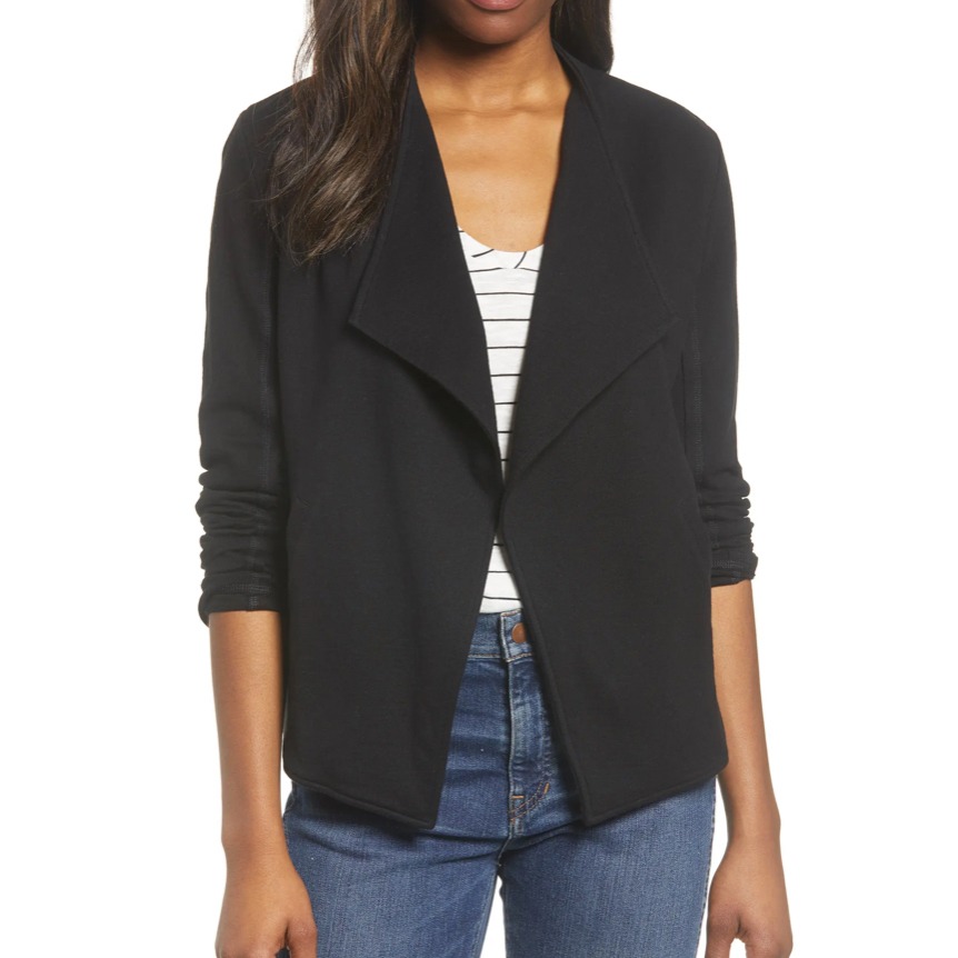 Drape Collar Knit Blazer