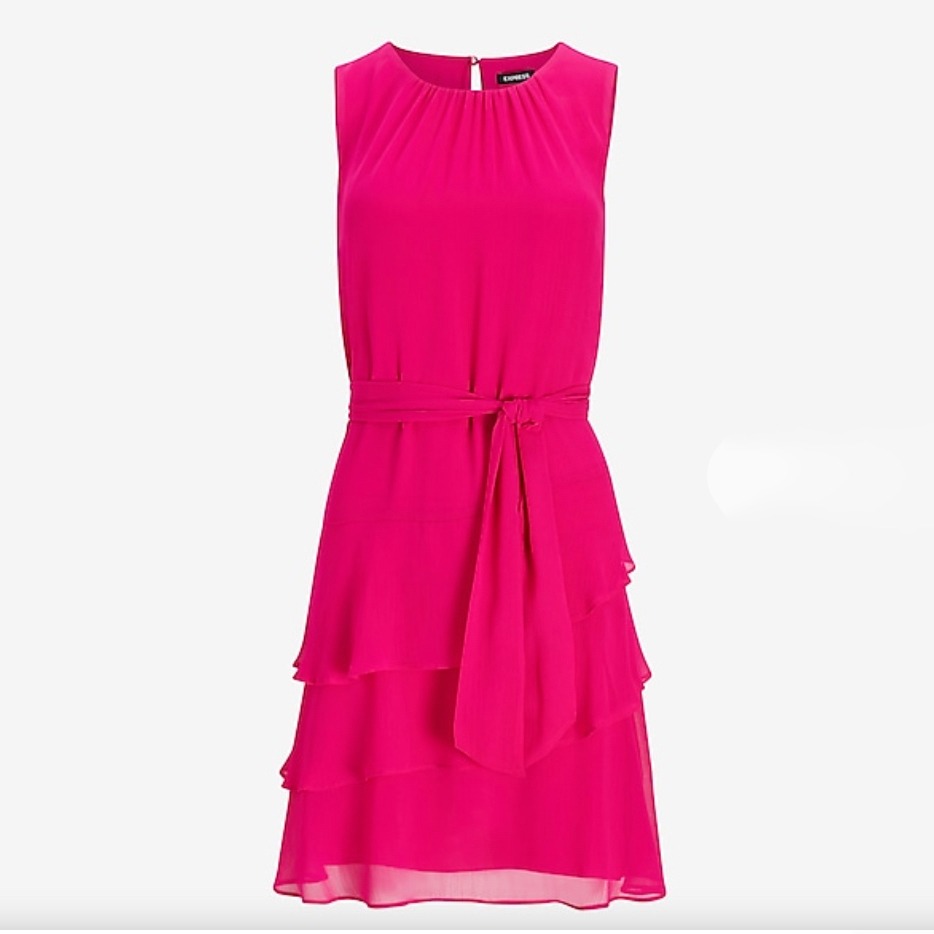 Sleeveless Tie Waist Tiered Ruffle Dress