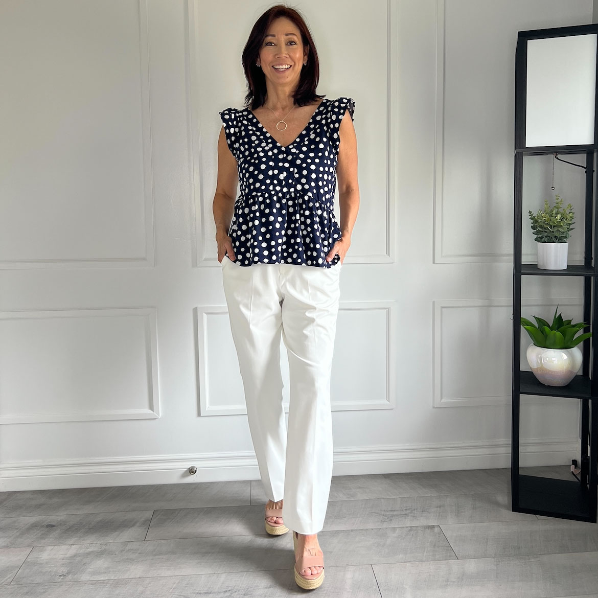 summer women's clothes for work polka dot top