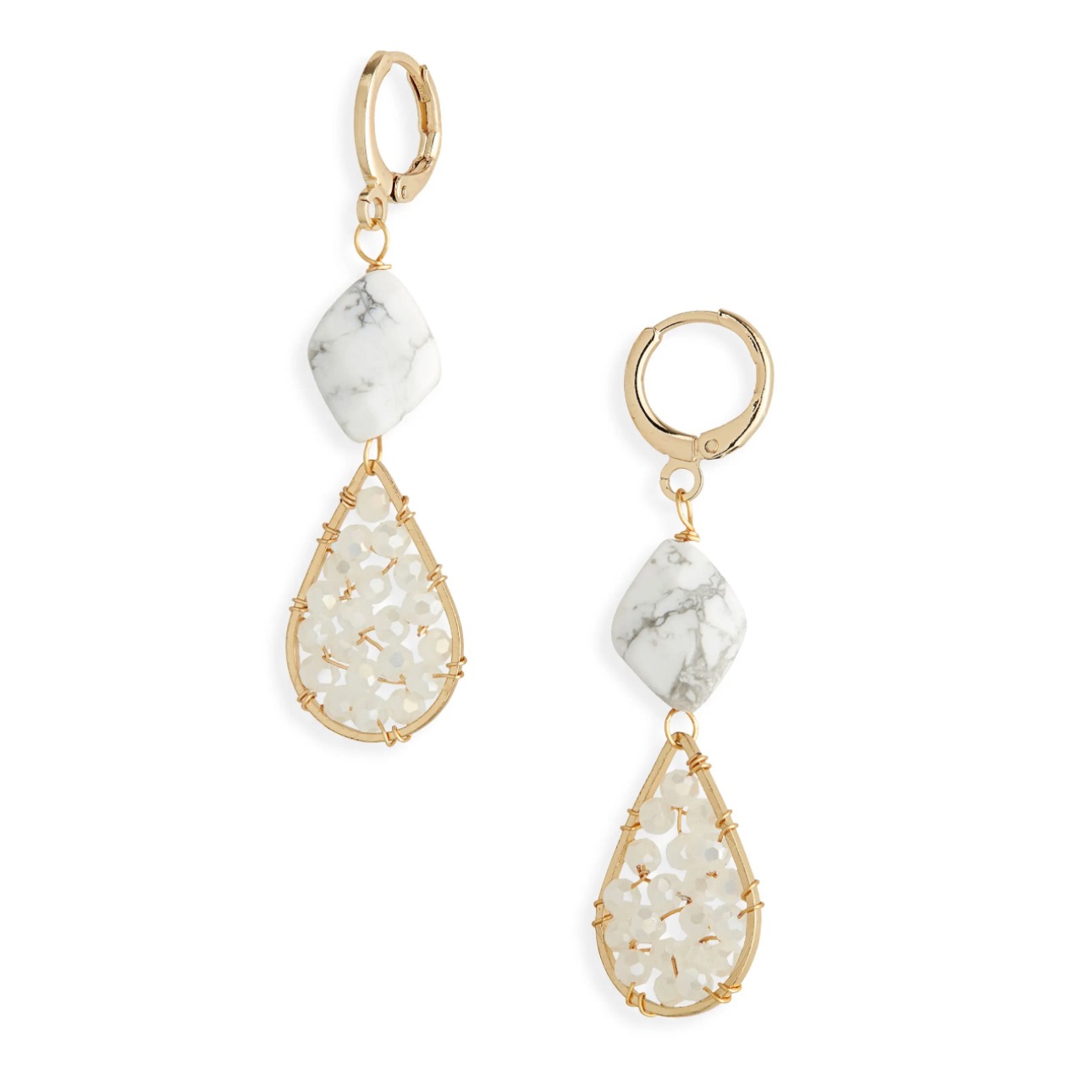 Crystal Huggie Hoop Drop Earrings