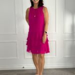 spring shift dress pink ruffle hem