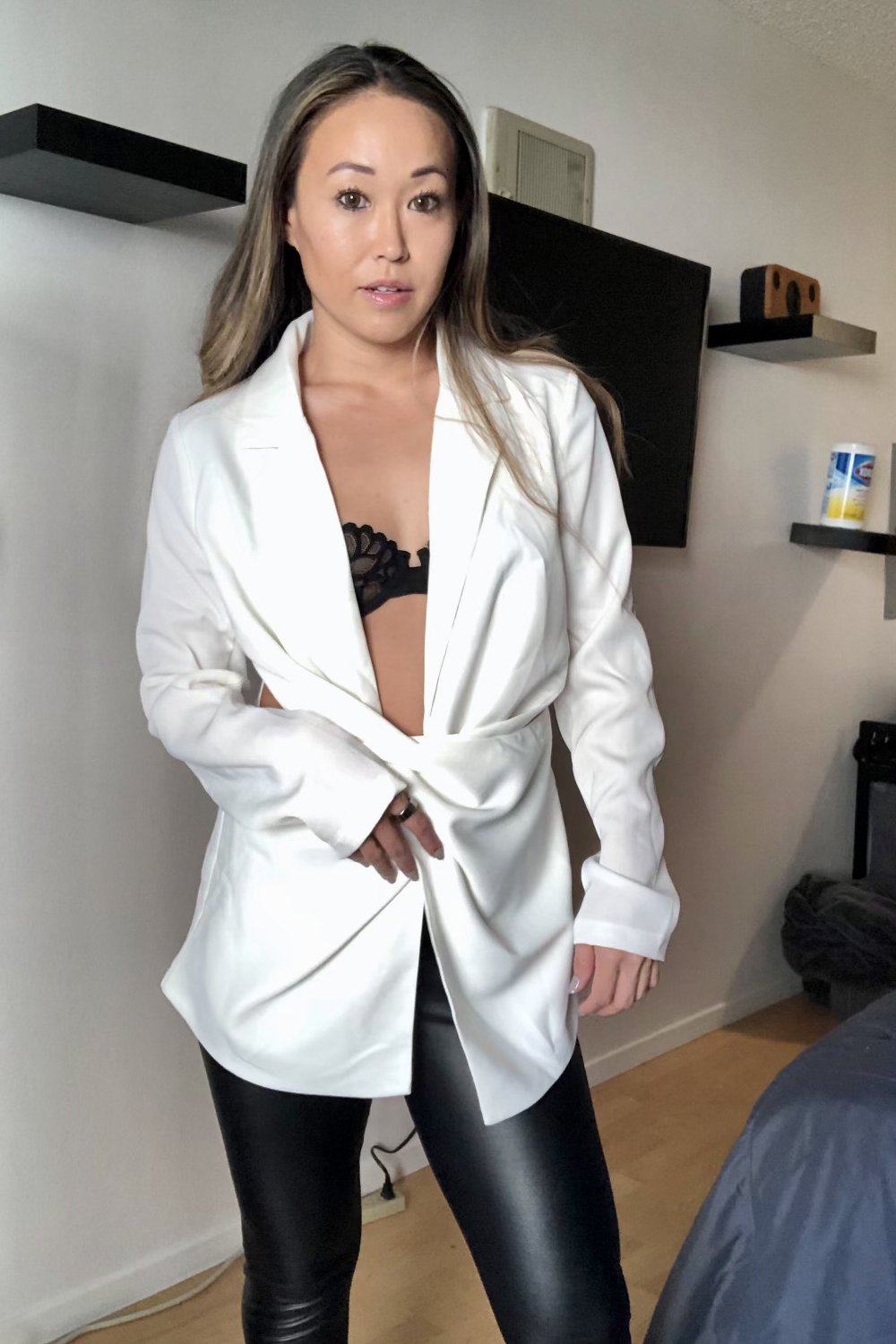 shop the trends blazer and leather legging