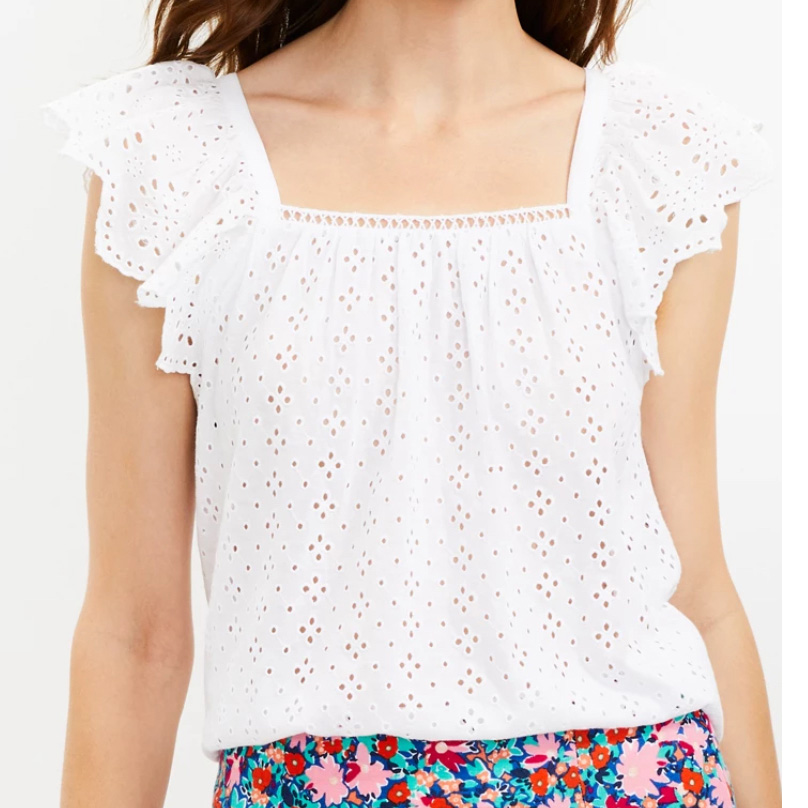 Eyelet Flutter Sleeve Top