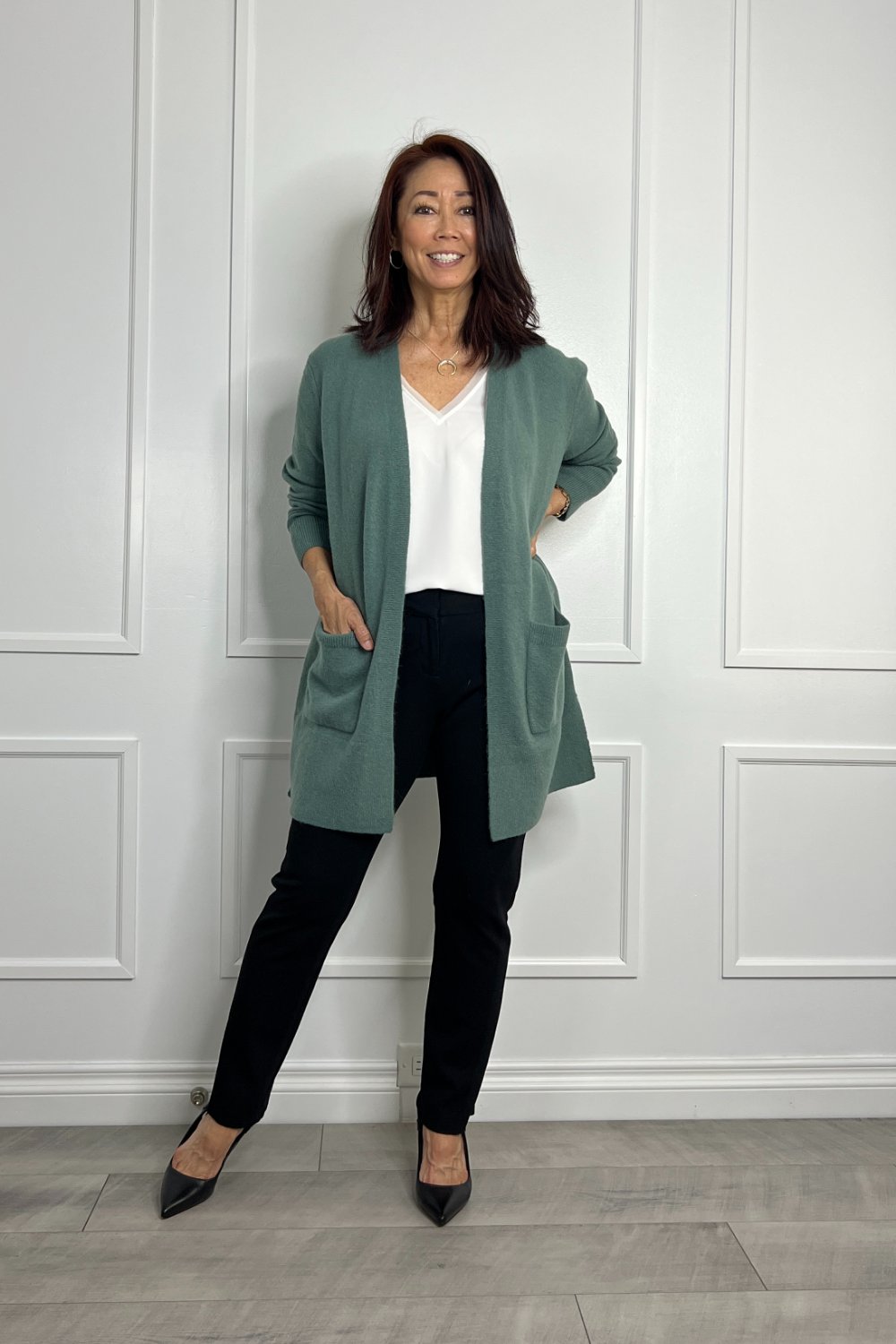 cardigan business casual green